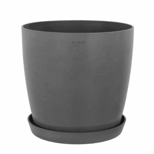 Miami 10 In. Gray Premium Sustainable Plastic Planter with Saucer