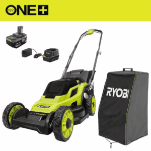 ONE+18V 13 In. Cordless Battery Walk behind Push Lawn Mower W/ Weatherproof UV Resistant Cover, 4.0 Ah Battery & Charger