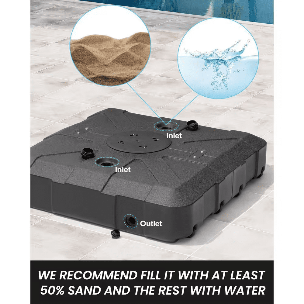 11 Ft. X 9 Ft. Rectangular Outdoor Cantilever Patio Umbrella in Tan Brown with 260 Lbs. Base Stand - Image 6