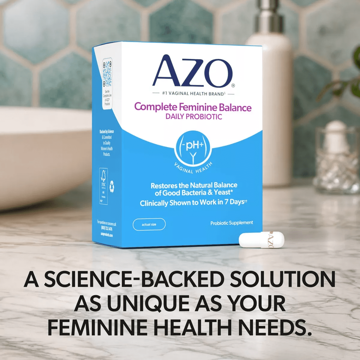 AZO Complete Feminine Balance, Daily Probiotic for Women, Supports Vaginal Health Capsules - 30Ct - Image 4