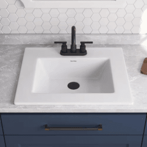21.28 In. Drop-In Bathroom Sink in White Fireclay with Overflow