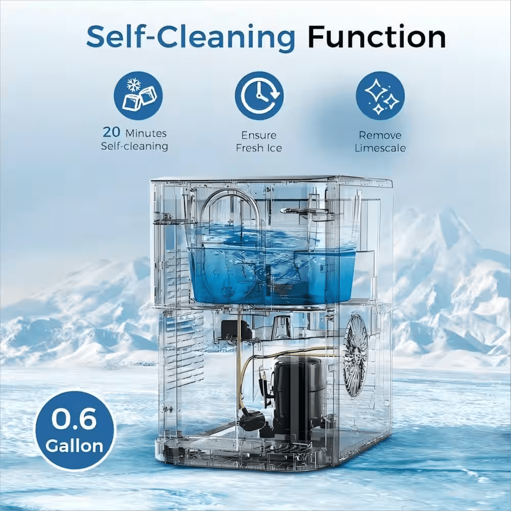 10.63 In. 44 Lbs. Countertop or Portable Nugget/Pebble Ice Maker in Stainless Steel Black - Image 7