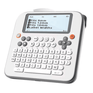 Bluetooth Label Maker Machine Qwerty Keyboard 3.4 Backlit LCD Supports 9-16Mm Tape Dual Printing White