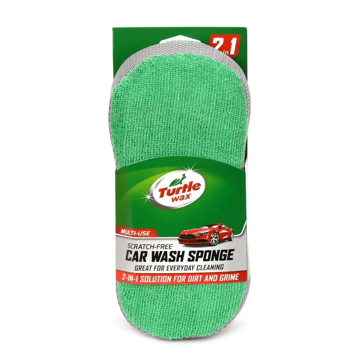 Turtle Wax 2-In-1 Microfiber Wash/Scrub Sponge: Automotive Cleaning Tool for Cars, Trucks, Motorcycles & Boats