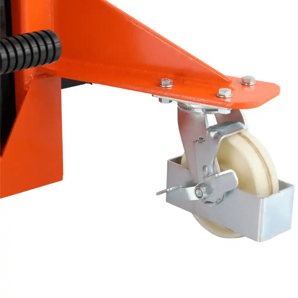 1,100 Lbs. Hand Pallet Stacker Manual Walkie Stacker with Fixed Legs 63 In. Lift High Adjustable Forks Orange - Image 7