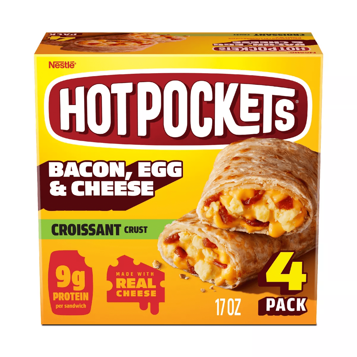 Hot Pockets Croissant Crust Bacon, Egg & Cheese Frozen Breakfast Sandwiches - 17Oz/4Ct