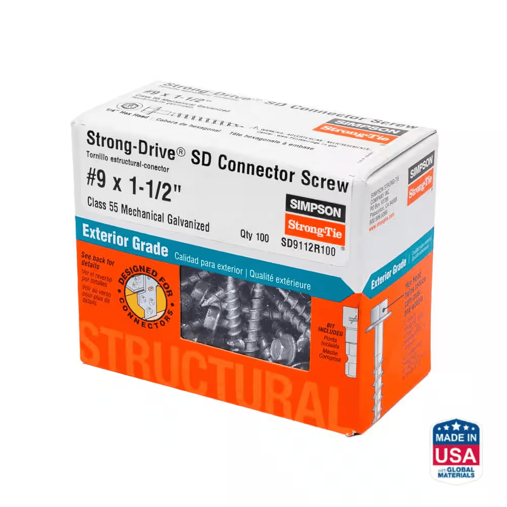 #9 X 1-1/2 In. 1/4-Hex Drive, Strong-Drive SD Connector Screw (100-Pack)