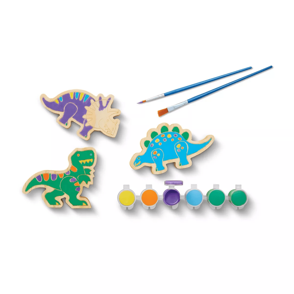 3Pk Paint-Your-Own Wood Dinosaur Set - Mondo Llama™: Non-Toxic Craft Kit with Acrylic Paints & Brushes for Kids 3+ - Image 4