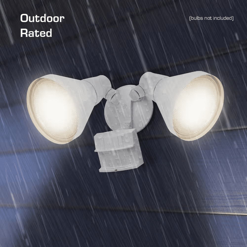 PAR 180° White Motion Sensing Security Light Wired Outdoor 2-Head Dusk-To-Dawn Flood Light - Image 6