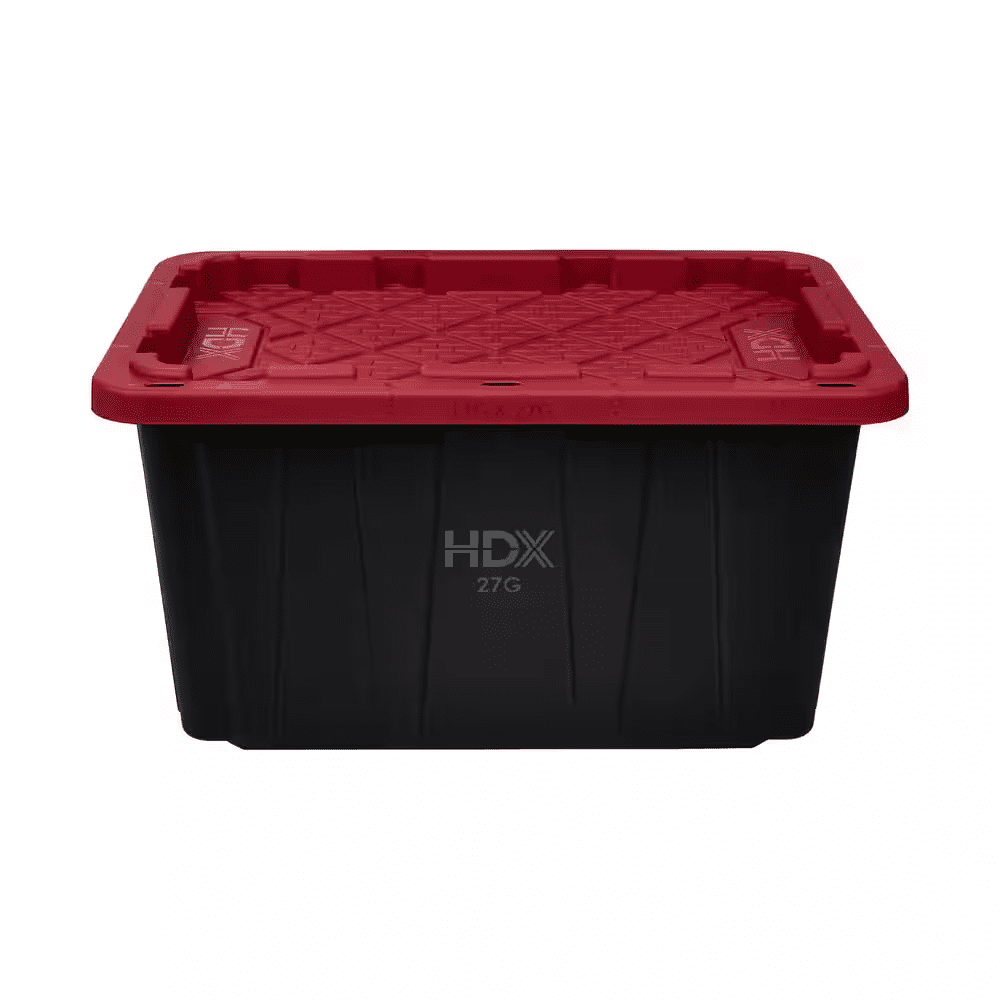 27 Gal. Tough Storage Tote in Black and Red - Image 6