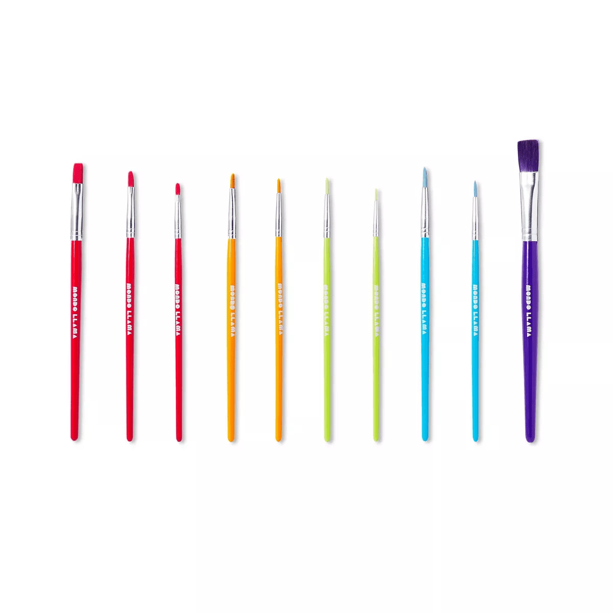 10Pc Paintbrush Set - Mondo Llama™: Nylon & Wood, Watercolor, Oil, Tempera, Acrylic, Artist Brushes, Off-White - Image 2