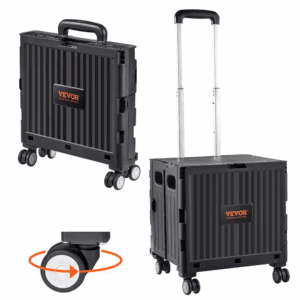 Foldable Utility Cart 110 Lbs. Load Capacity Folding Portable Rolling Crate Hand Cart for Travel, Shopping, Moving