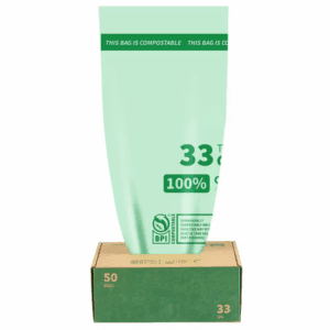 33 Gal. Compostable Biodegradable Trash Bags 50-Count Heavy Duty Outdoor Garbage Bags for Yard Certified