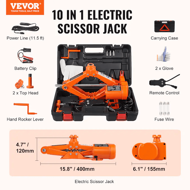 Orange 3-Ton Steel Hydraulic Scissor Jack - Image 8