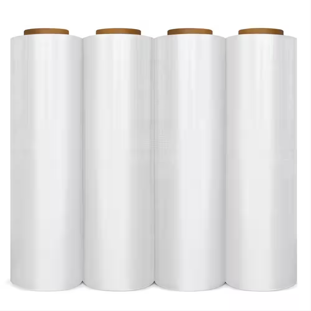 18 In. W X 1500 Ft. L 80-Gauge Pallet Stretch Wrap Clear Hand Shrink Wrap (4 Roll)