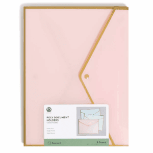 U Brands 3Ct Poly Document Holders with Snap Cover Pastels: Office Supplies File Organizer & Document Sorter