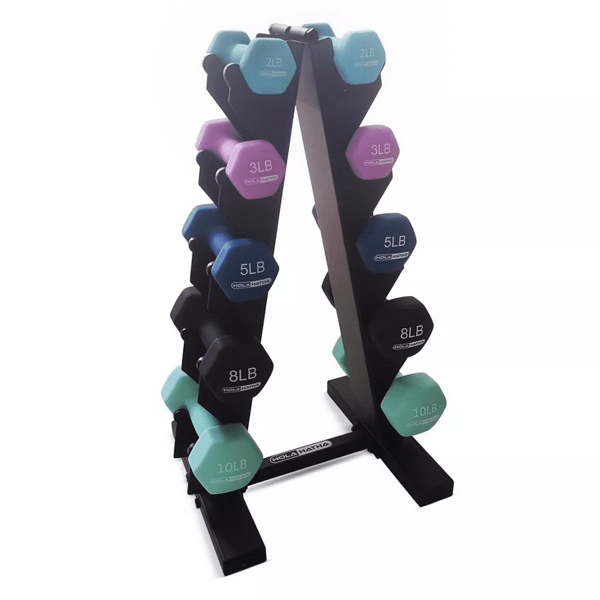 Holahatha Hex Dumbbell Set with Hand Weights and Storage Rack - Image 14