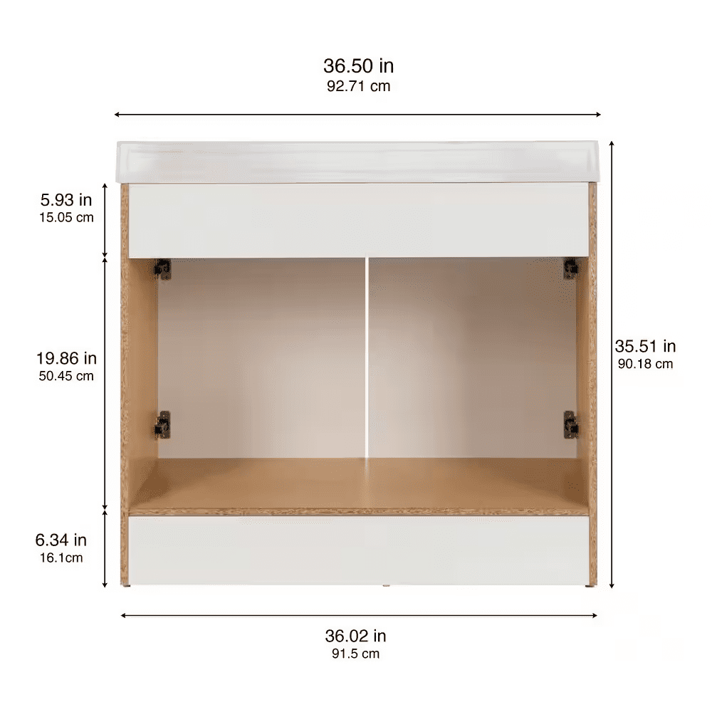 37 In. Single Sink White Bath Vanity with Cultured Marble Top (Assembled) - Image 9