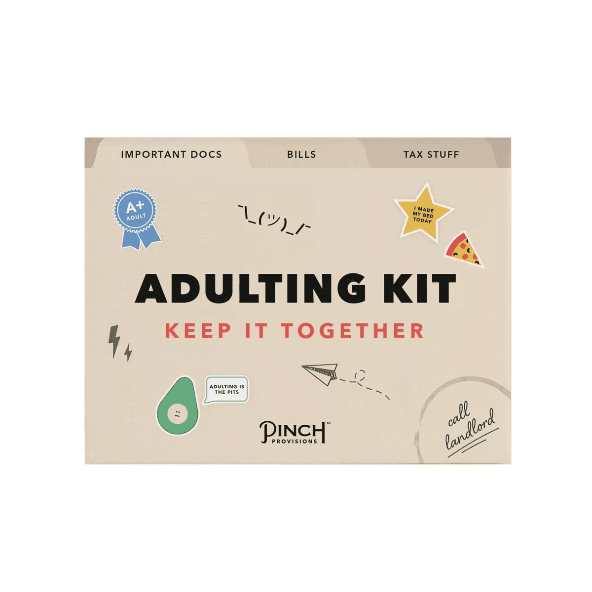 Adulting Desk Organiser Kit: Pinch Provisions Multicolored Office Set with Letter Opener & Paper Desk Pad