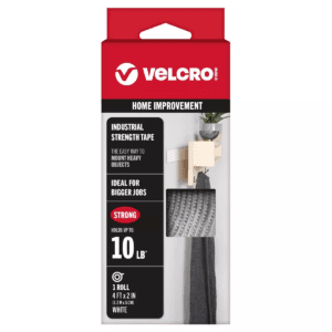 VELCRO 4'X2'' Industrial Strength Tape Indoor and Outdoor Use Superior Holding Power on Smooth Surface White