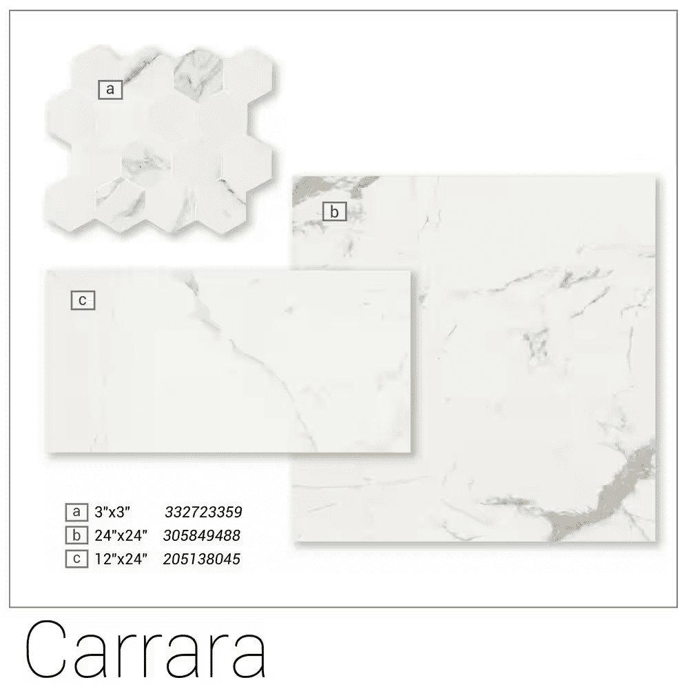 Carrara White Marble Look Polished Porcelain Tile, 12 In. X 24 In. Floor and Wall (16 Sq. Ft. /Case) - Image 3