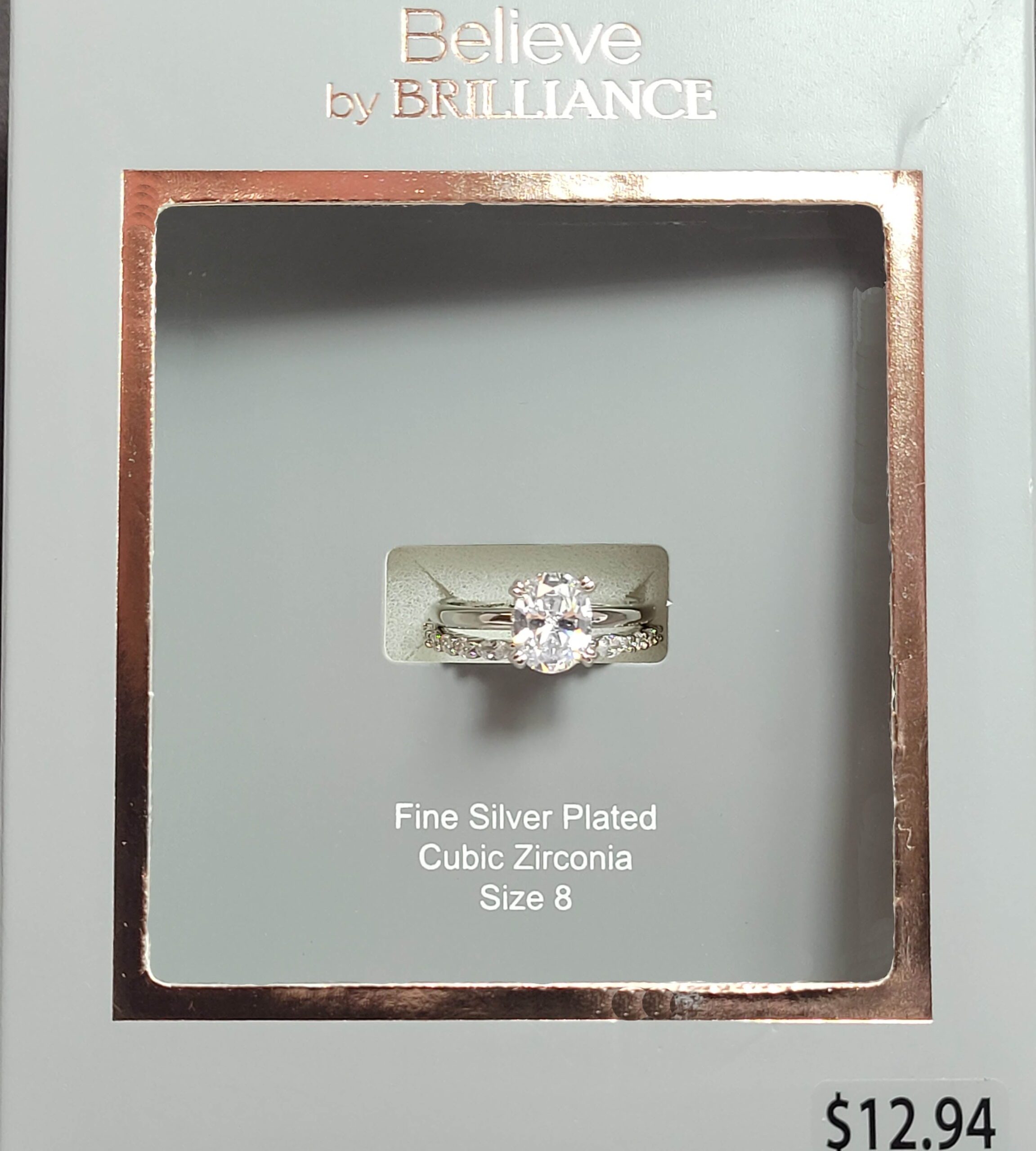 Believe in Brilliance Women'S Size 8 Fine Silver Plate Oval Bridal Ring Set with CZ Stones - Image 3