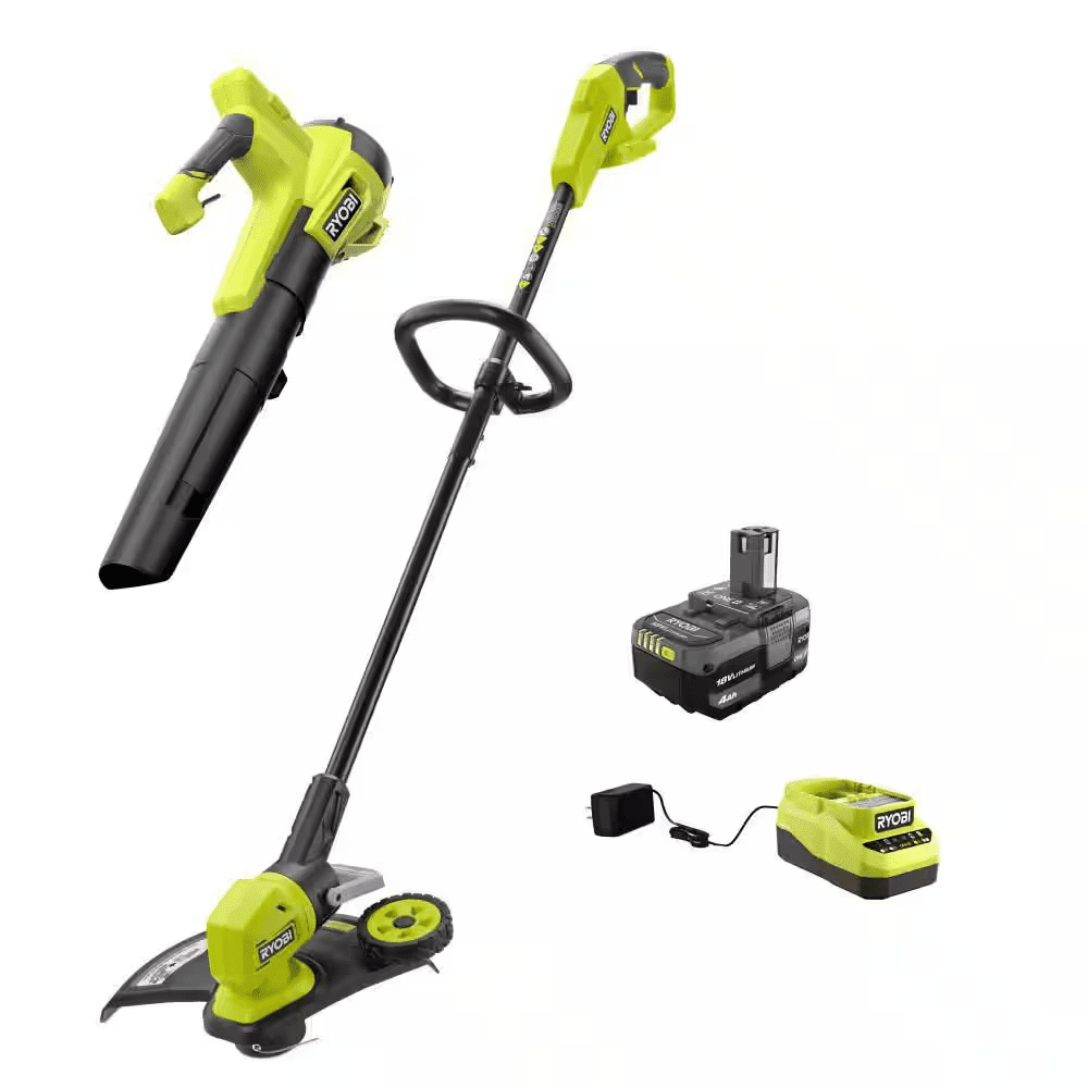 ONE+ 18V Cordless Battery String Trimmer/Edger and Jet Fan Blower Combo Kit (2-Tools) with 4.0 Ah Battery and Charger - Image 14