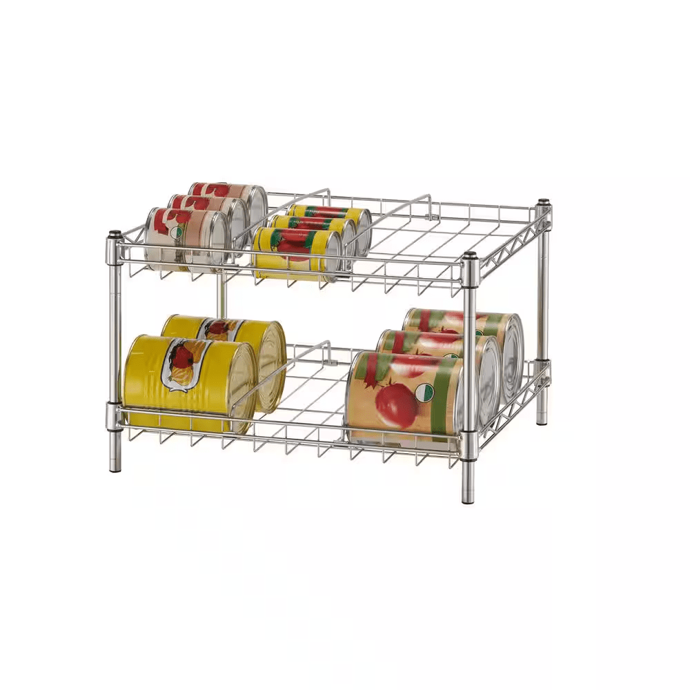 2-Shelf Can Organizer with Adjustable Dividers in Chrome - Image 2