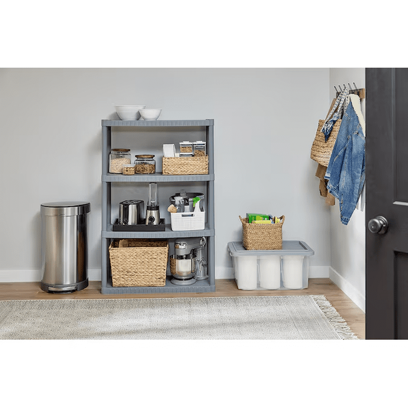 4 -Tier Gray Plastic Utility Shelving Unit with Solid Shelves ( 34.75-In W X 15.06-In D X 52.625-In H ) - Image 9