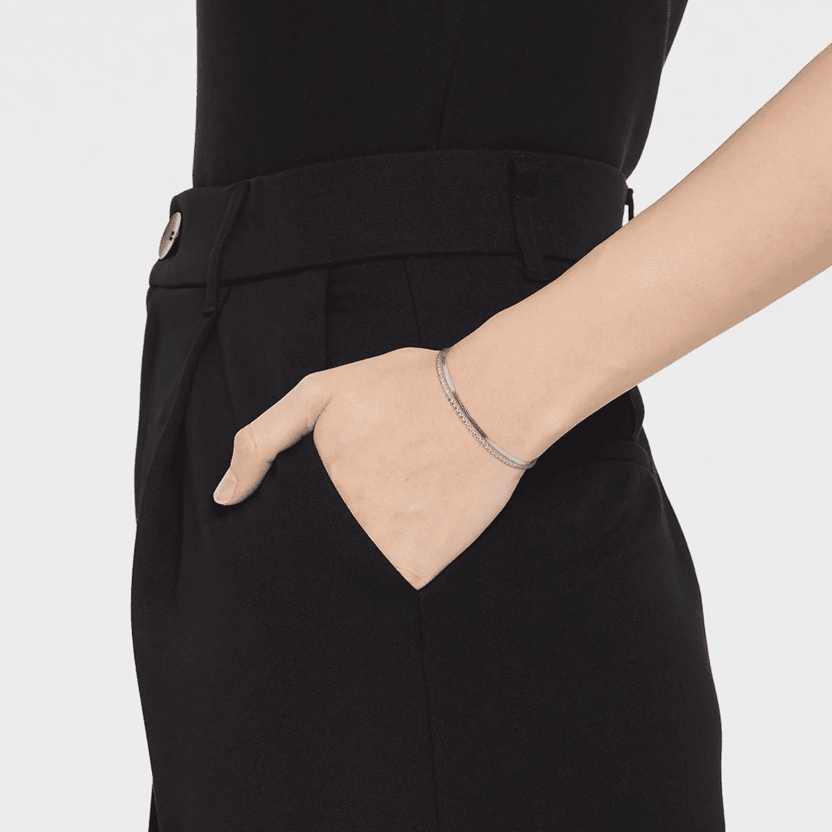 Sterling Silver with Snake Chain and Beaded Chain Bracelet - a New Day™ Silver: Lobster Claw Clasp, Extender - Image 2