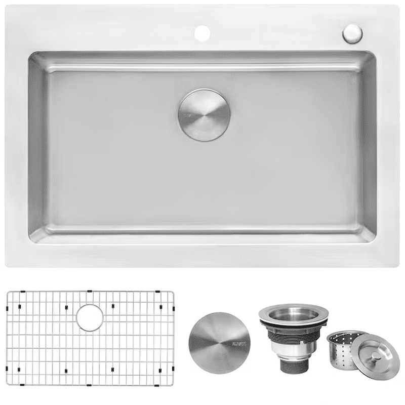 Modena Drop-In 33-In X 22-In Stainless Steel Single Bowl 16 -Gauge Kitchen Sink - Image 3