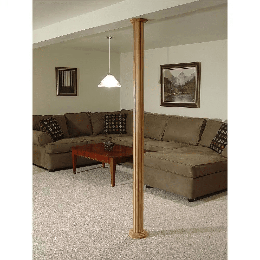 96 In. X 16 In. Oak Basement Column Wrap Cover - Image 2