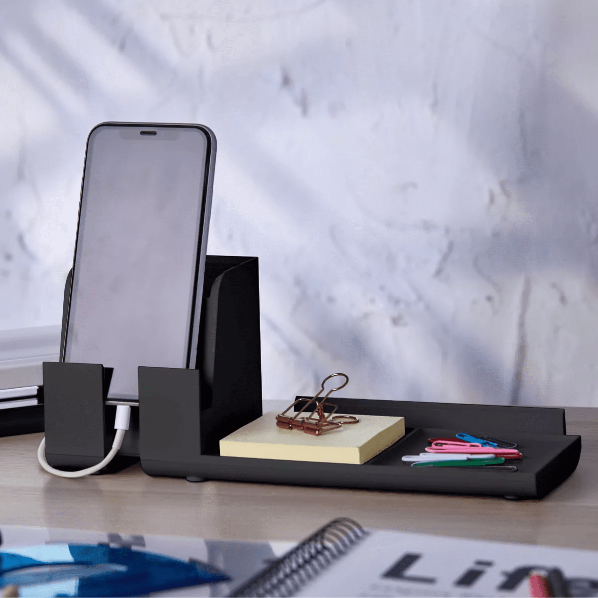 Office Konnect Desk Organizer Power Base with Phone Stand Black - Bostitch: Desk Phone Holder & Charger, Office Supplies - Image 8