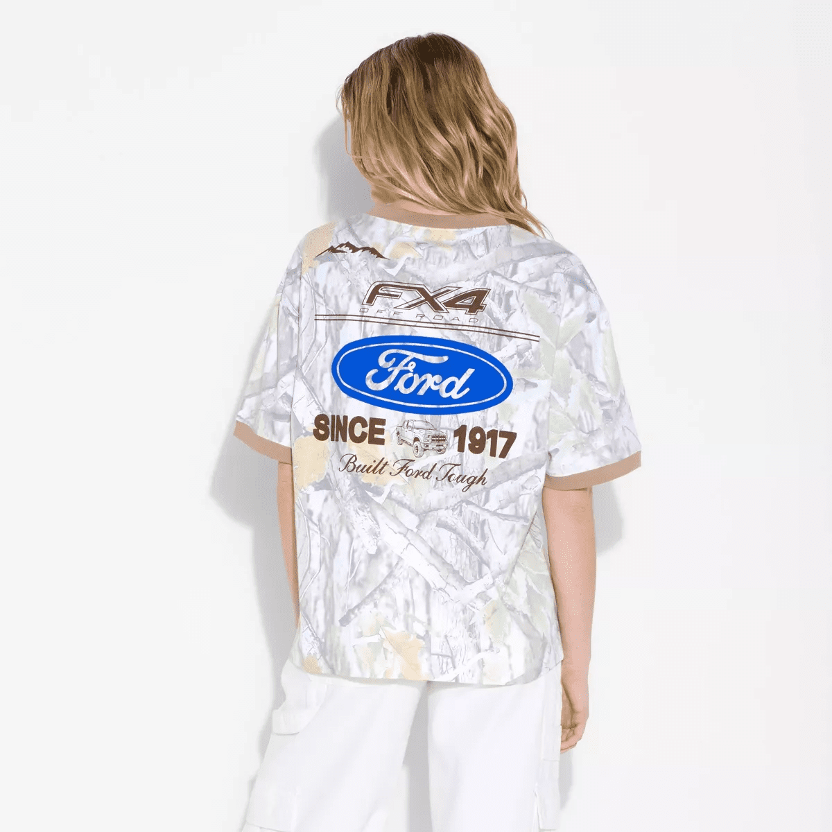 Women'S Camo Ford Oversized Short Sleeve Graphic T-Shirt - Camouflage - Image 3