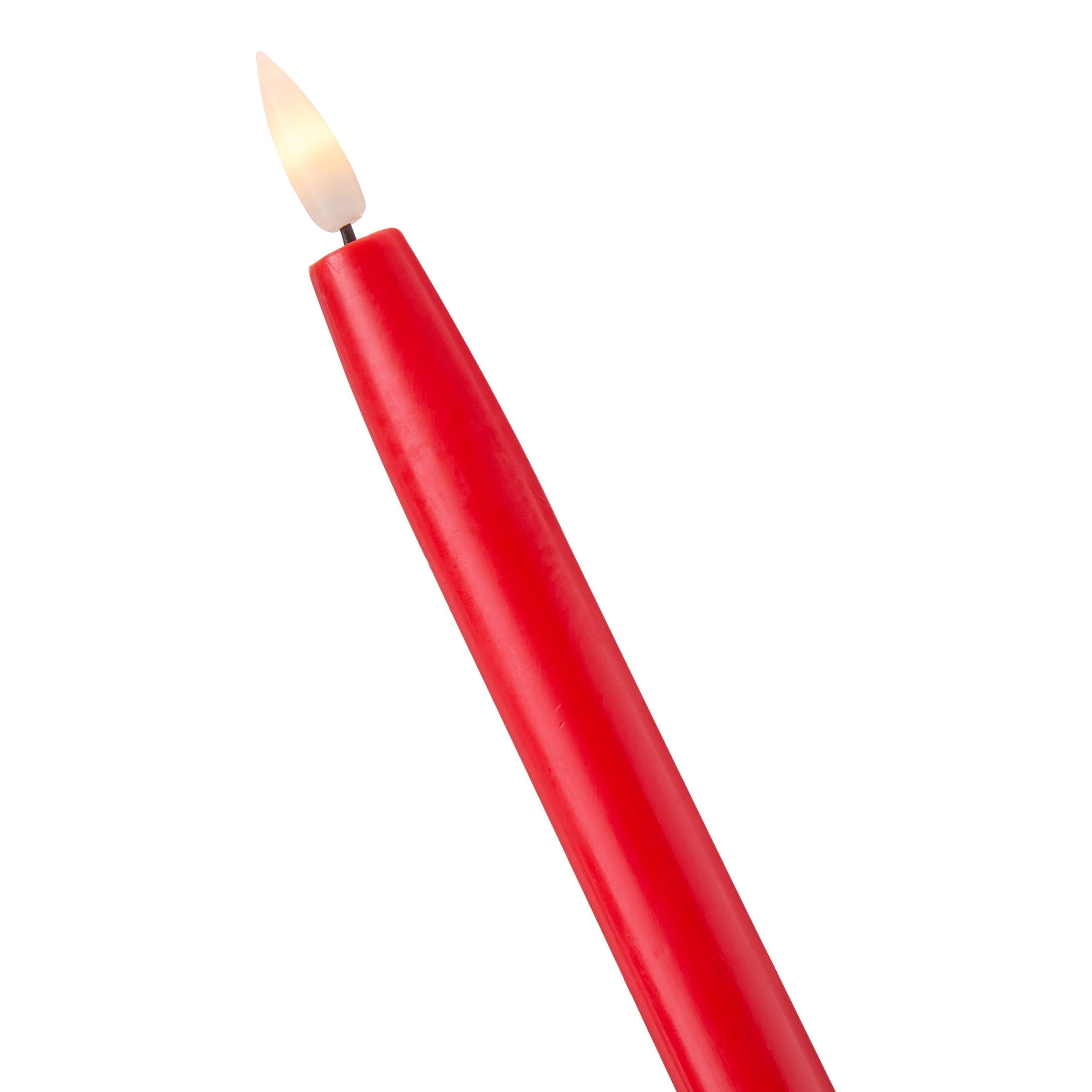 Battery Operated LED Flickering Flameless Wax Look Christmas Taper Candles, Red, 11", 3 Count, by - Image 4