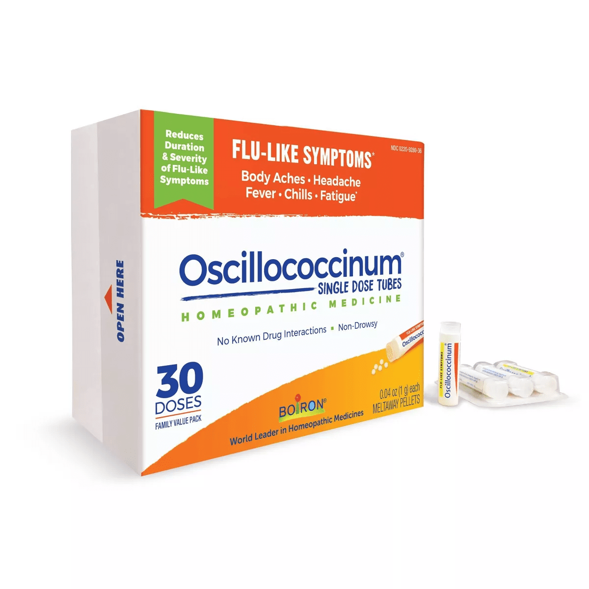 Boiron Oscillococcinum Flu-Like Symptoms, Body Aches, Headache, Fever, Chills and Fatigue 30 Doses Treatment - 30Ct