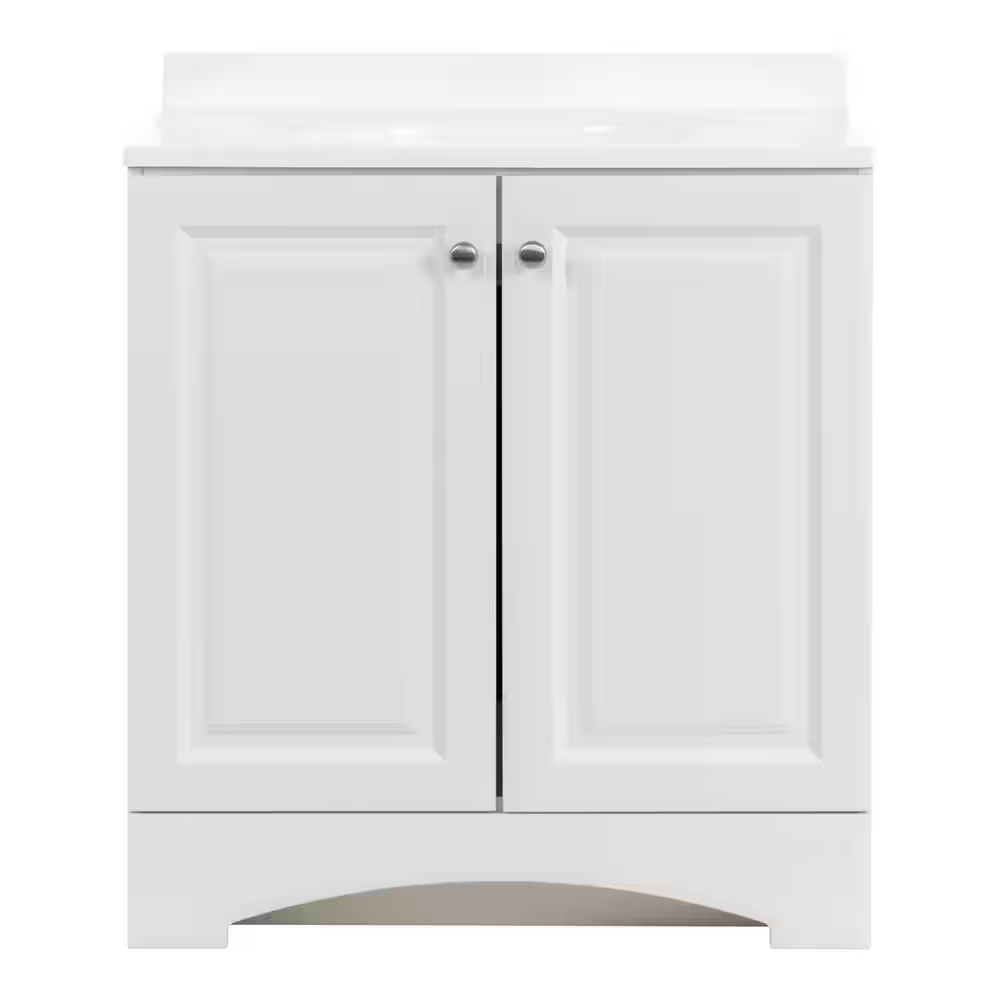 31 In. Single Sink White Bath Vanity with White Cultured Marble Top (Assembled) - Image 2