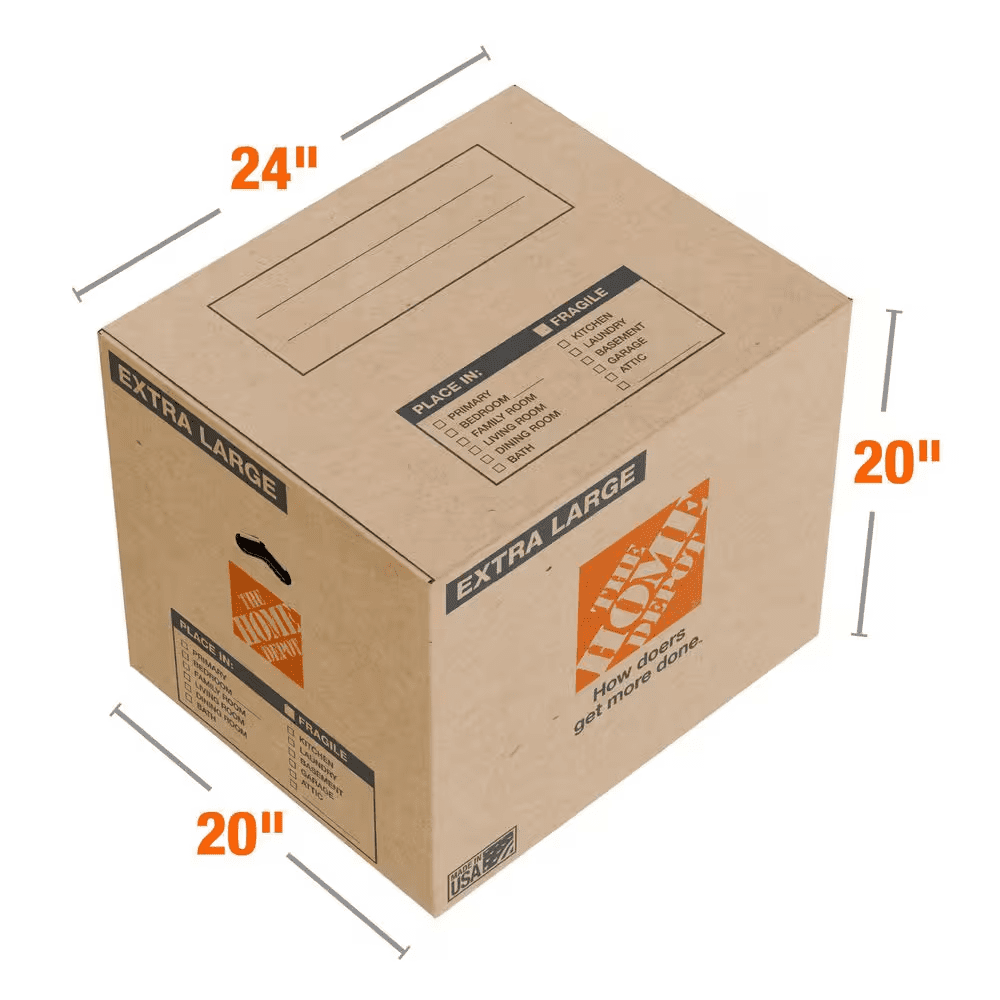 24 In. L X 20 In. W X 20 In. D Extra-Large Moving Shipping and Packing Box with Handles - Image 2