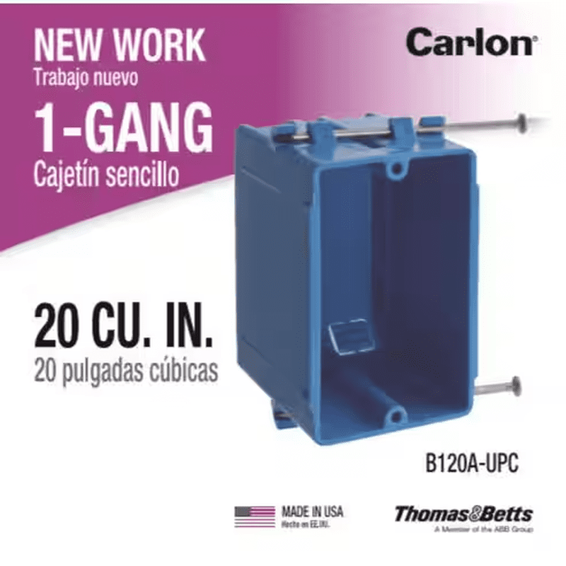 Electrical PVC 1-Gang 20 Cu. In. New Work Electrical Outlet Box (B120A-UPC) - Image 2