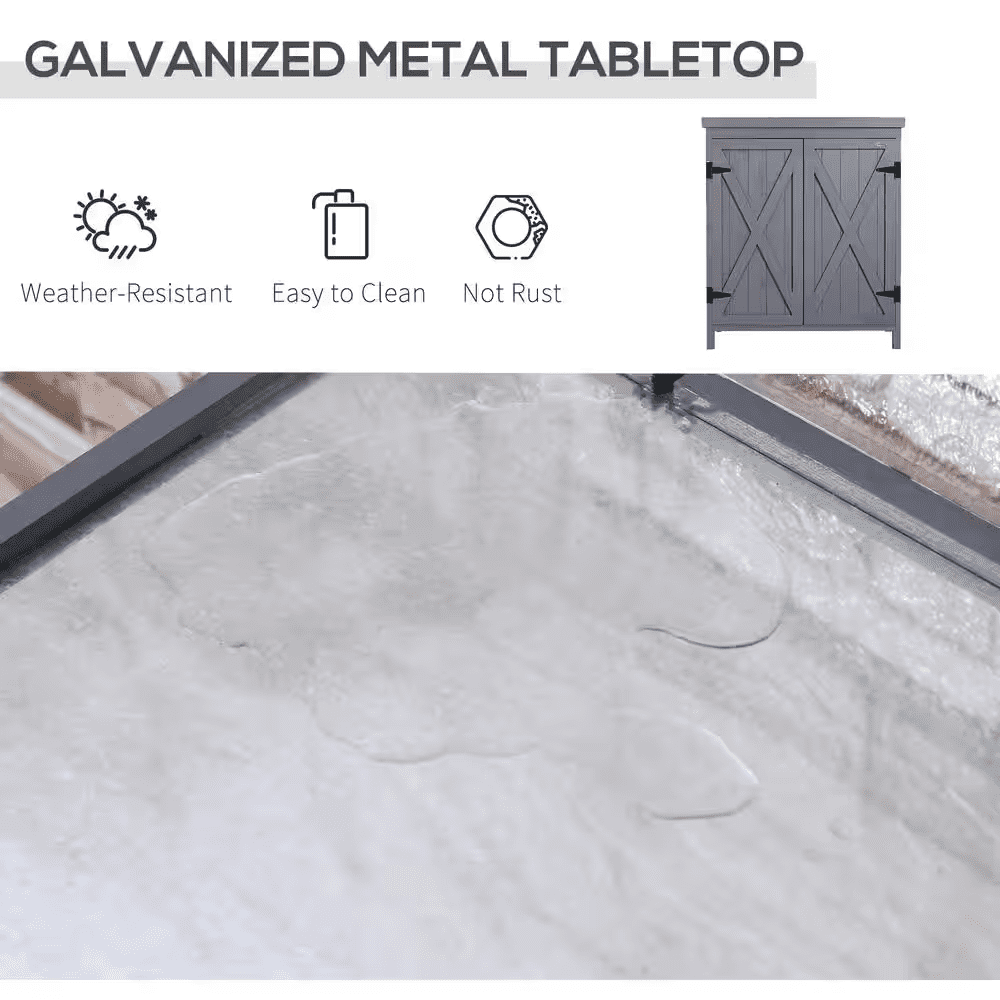 31.5 In. W X 17.75 In. D X 36.25 In. H Grey Wood Outdoor Storage Cabinet - Image 5