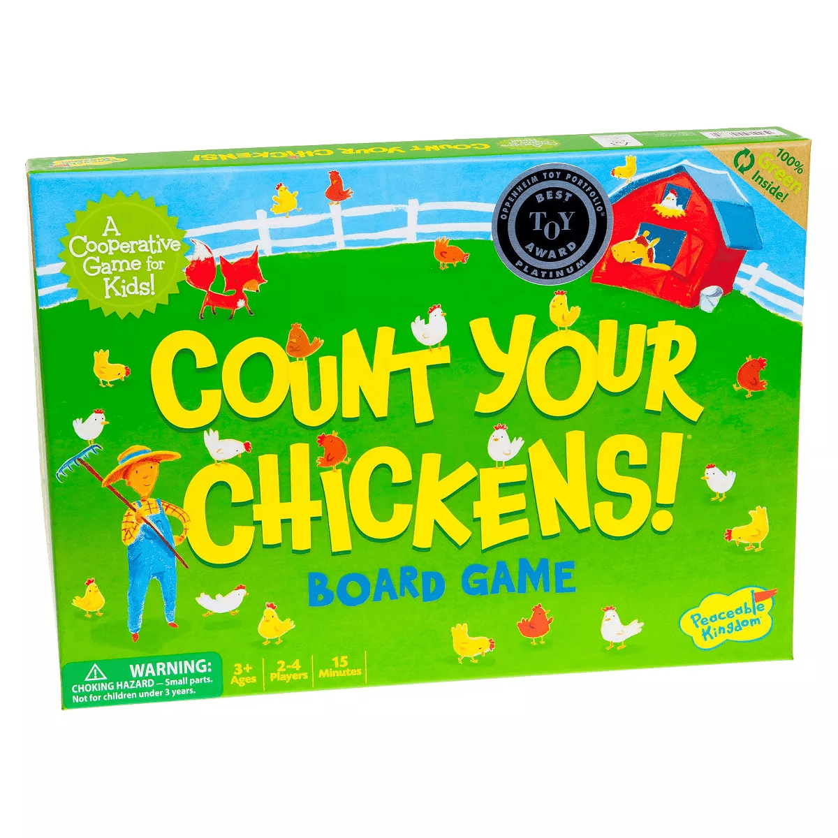 Count Your Chickens! Board Game: Peaceable Kingdom Toddler Educational Play, Social & Fine Motor Skills, 2-4 Players