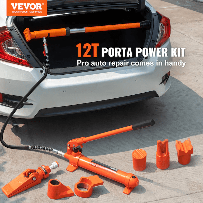 Orange 12-Ton Steel Hydraulic Jack Kit - Image 3