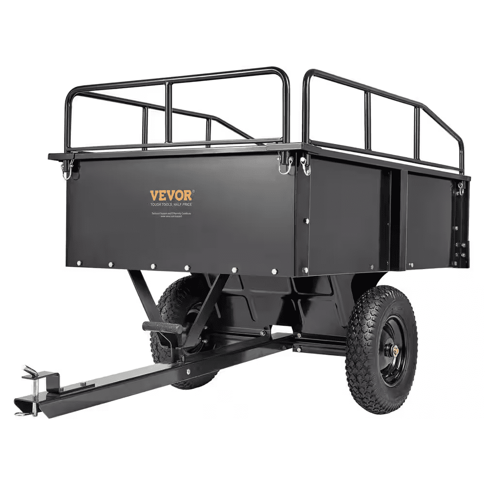 750 Lbs. 15 Cu. Ft. Heavy Duty ATV Trailer Steel Dump Cart Garden Cart Garden Utility Trailer Blade Span