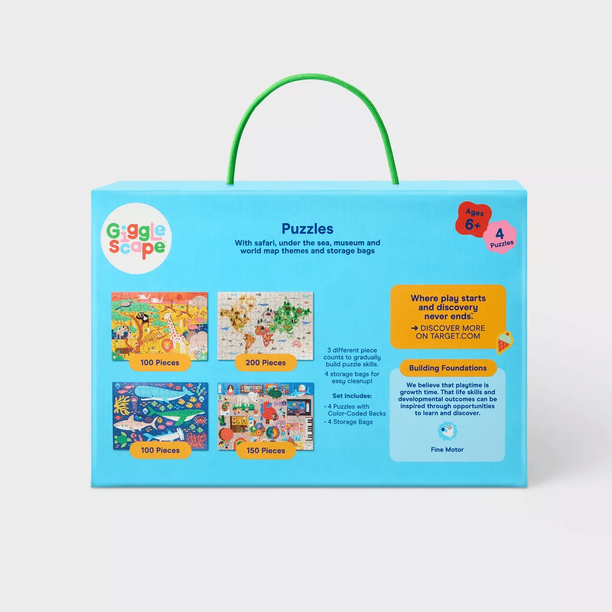 4 Pack Jigsaw Puzzles 100-200Pcs - Gigglescape™: Kids, 100 Piece, Ages 6+, Fantasy Theme, Problem Solving - Image 5