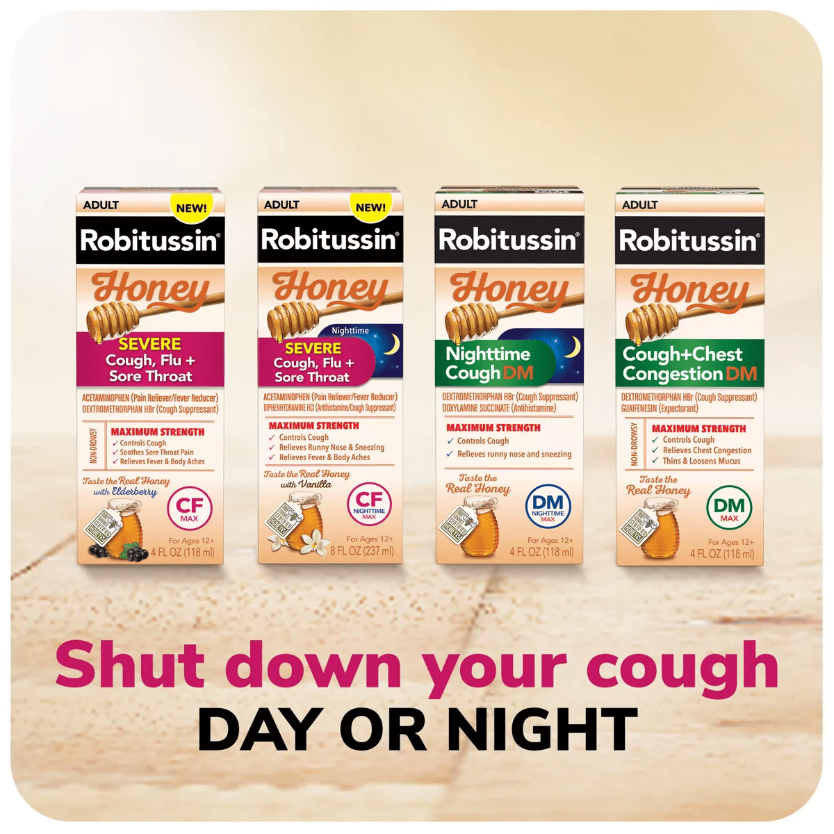 Robitussin Daytime Severe Cough, Flu and Sore Throat Syrup - Honey - 8 Fl Oz - Image 10