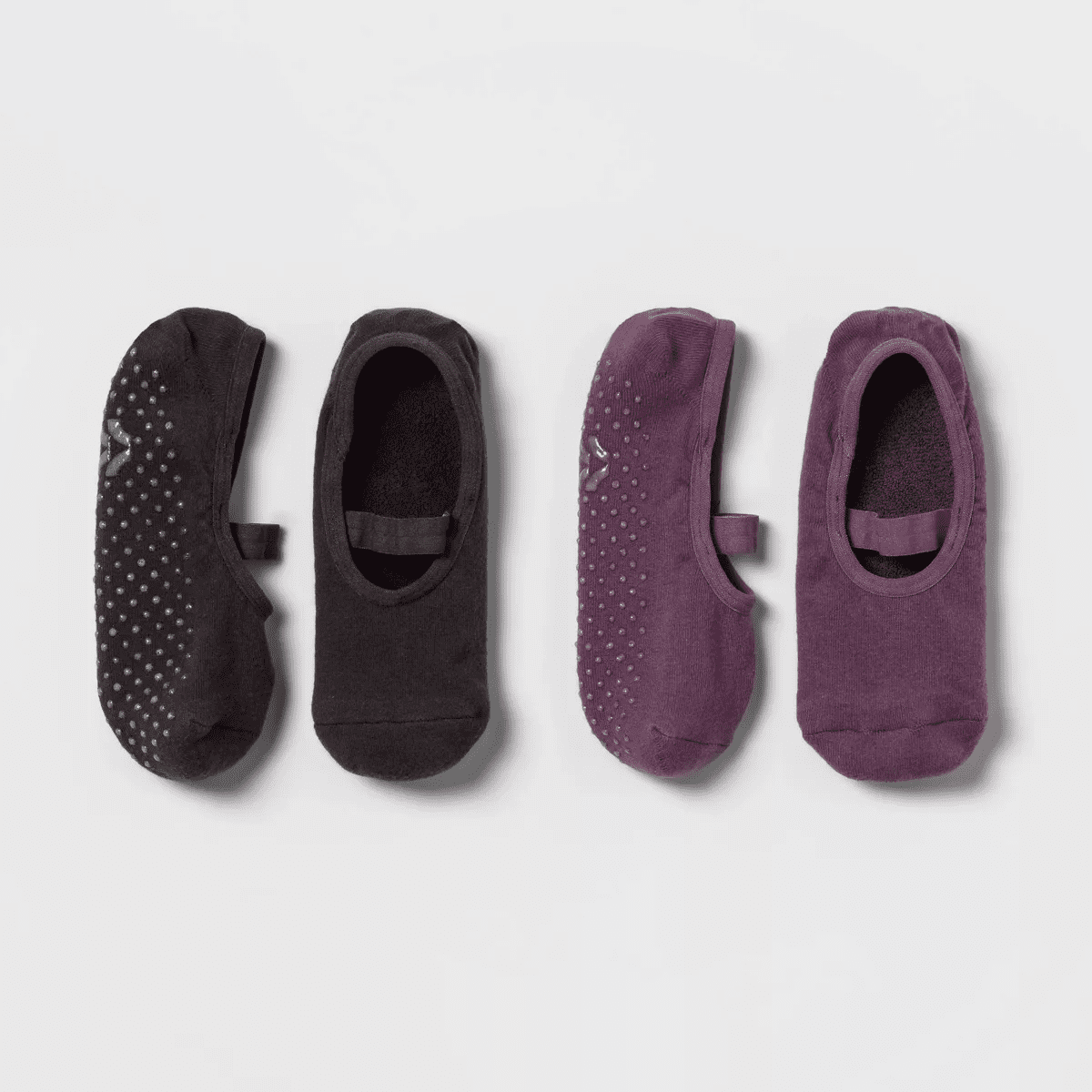 Solid Barre Liner Socks 2Pk - Brown/Purple - All in Motion™: Cotton, Nylon Yoga Accessories