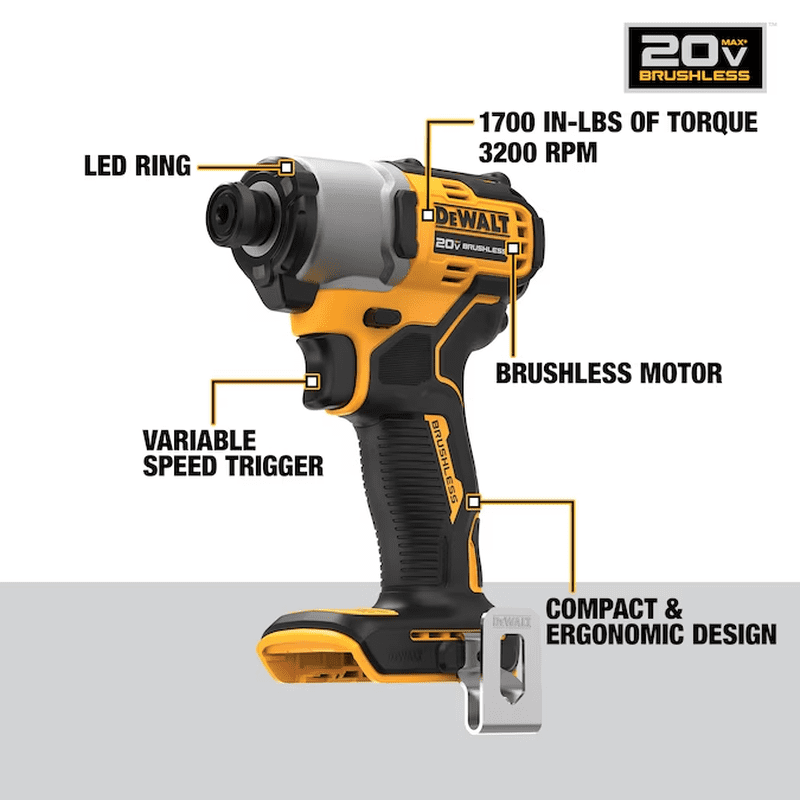 20V MAX 2-Tool Brushless Power Tool Combo Kit with Soft Case (2-Batteries and Charger Included) - Image 4