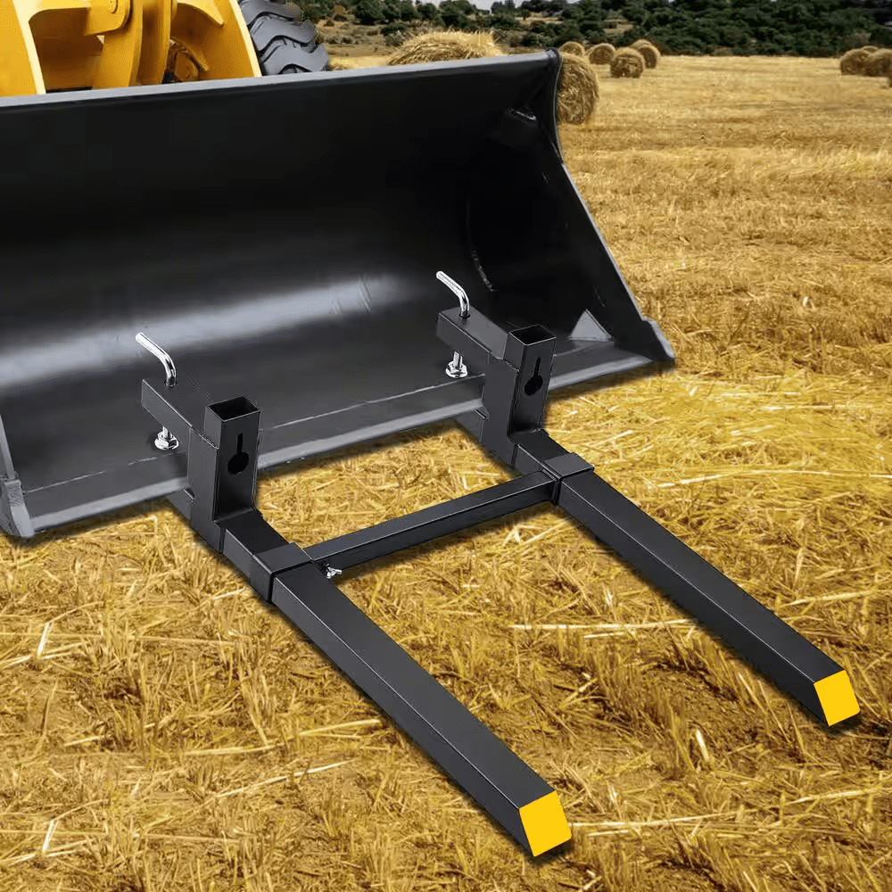 2000 Lbs. Clamp on Pallet Forks 43 In. Total Length Tractor Bucket Forks with Adjustable Stabilizer Bar - Image 9