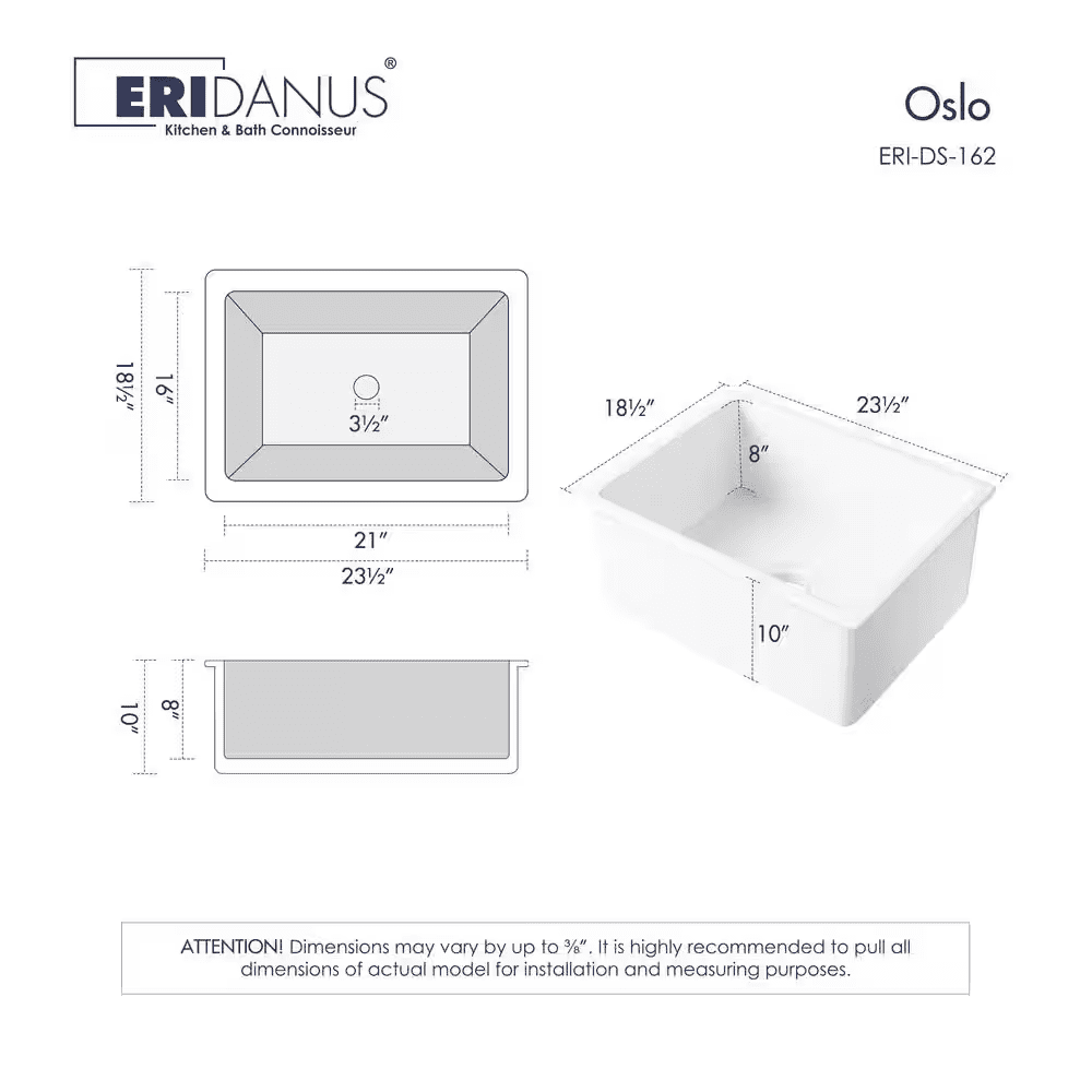 Oslo 24 In. Undermount Single Bowl White Ceramic Kitchen Sink with Bottom Grid and Basket Strainer - Image 9