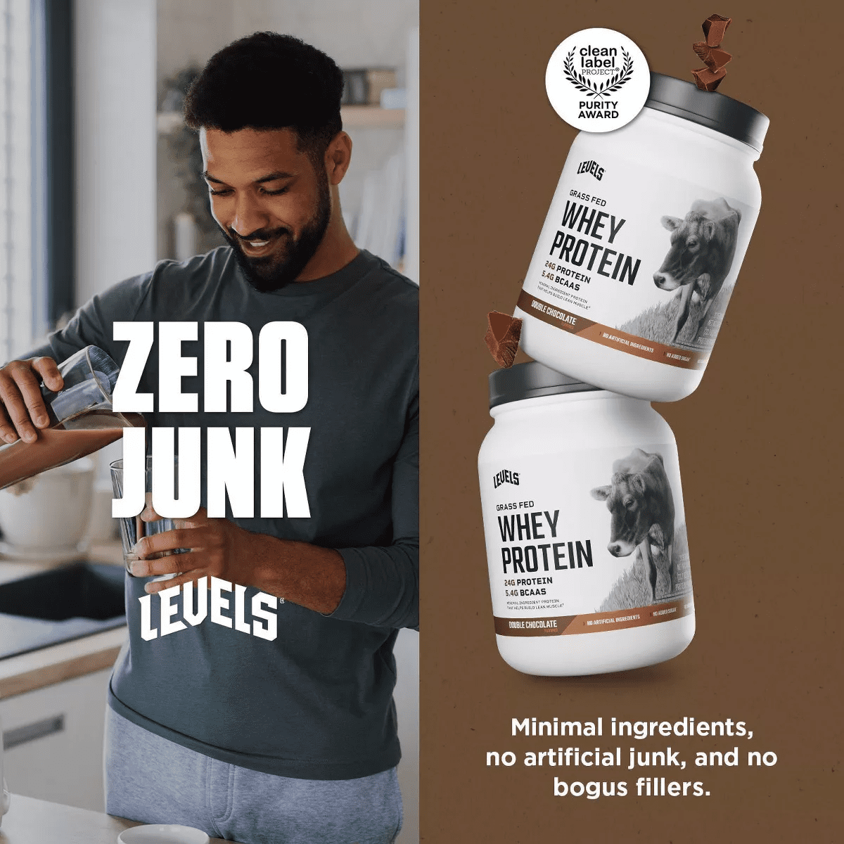 Levels Grass Fed Whey Protein Powder - Double Chocolate - 23.7Oz - Image 7